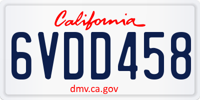 CA license plate 6VDD458