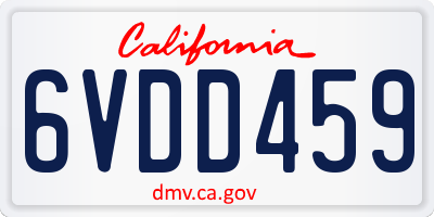 CA license plate 6VDD459