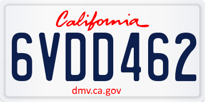 CA license plate 6VDD462