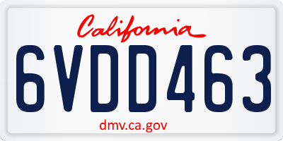 CA license plate 6VDD463