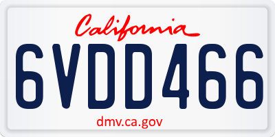 CA license plate 6VDD466