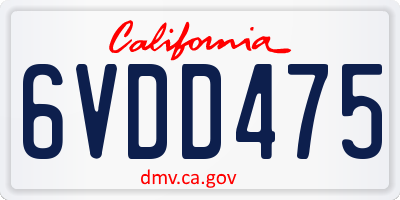 CA license plate 6VDD475