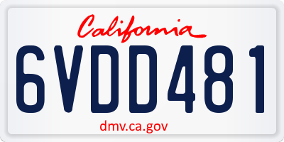 CA license plate 6VDD481