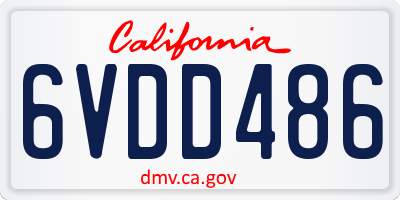 CA license plate 6VDD486