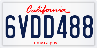 CA license plate 6VDD488