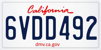 CA license plate 6VDD492