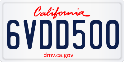 CA license plate 6VDD500