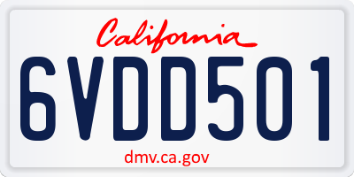 CA license plate 6VDD501