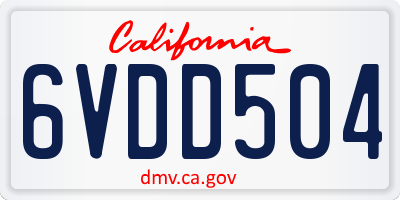 CA license plate 6VDD504