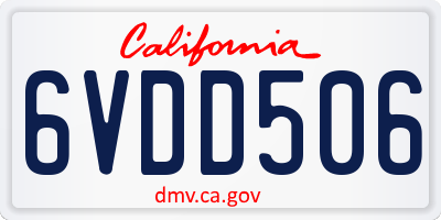 CA license plate 6VDD506