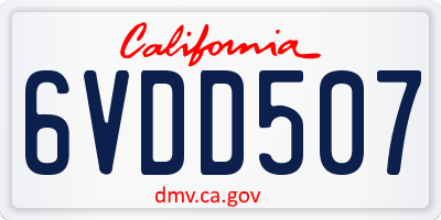 CA license plate 6VDD507