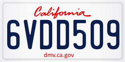 CA license plate 6VDD509