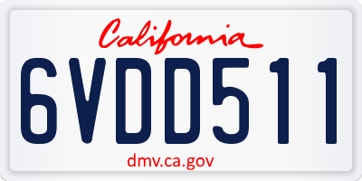 CA license plate 6VDD511