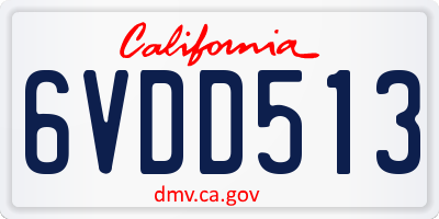 CA license plate 6VDD513