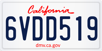 CA license plate 6VDD519