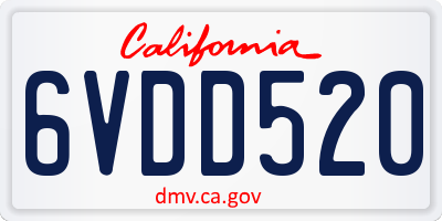 CA license plate 6VDD520
