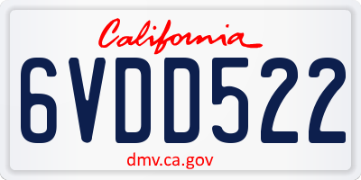 CA license plate 6VDD522
