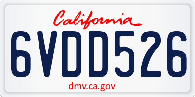 CA license plate 6VDD526