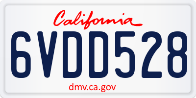 CA license plate 6VDD528