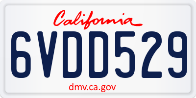 CA license plate 6VDD529