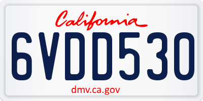 CA license plate 6VDD530