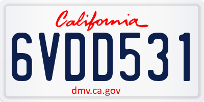CA license plate 6VDD531