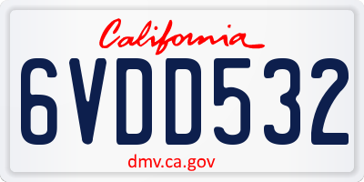 CA license plate 6VDD532