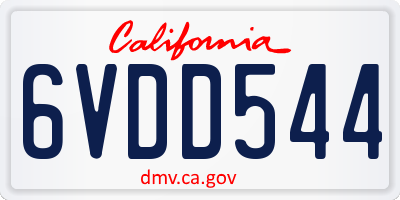 CA license plate 6VDD544