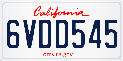 CA license plate 6VDD545