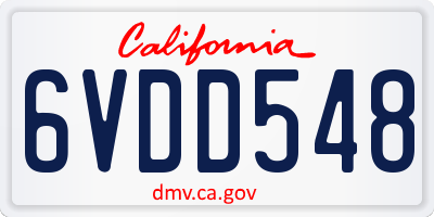 CA license plate 6VDD548