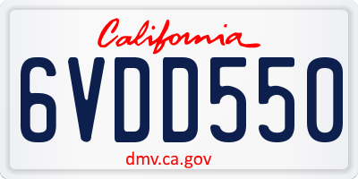 CA license plate 6VDD550