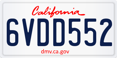 CA license plate 6VDD552