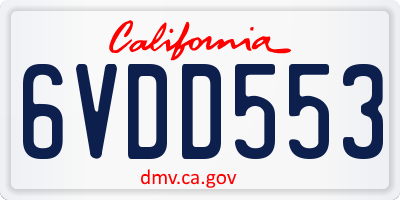 CA license plate 6VDD553
