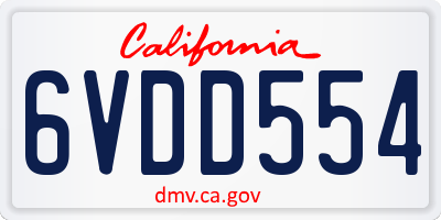 CA license plate 6VDD554