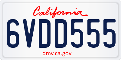 CA license plate 6VDD555