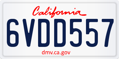 CA license plate 6VDD557