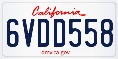 CA license plate 6VDD558