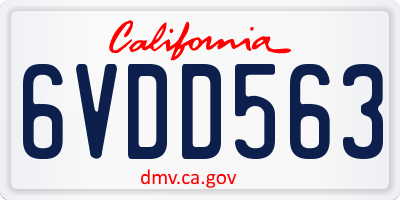 CA license plate 6VDD563