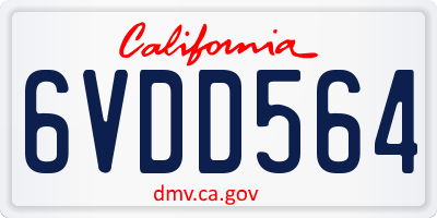 CA license plate 6VDD564