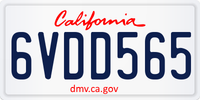 CA license plate 6VDD565