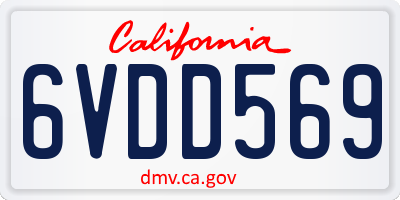 CA license plate 6VDD569