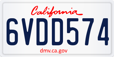 CA license plate 6VDD574