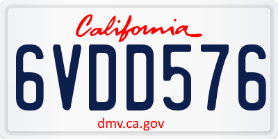 CA license plate 6VDD576