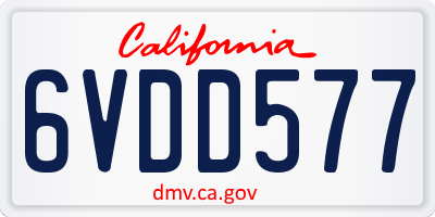 CA license plate 6VDD577