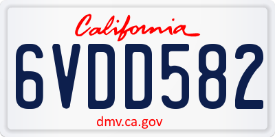 CA license plate 6VDD582