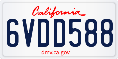CA license plate 6VDD588