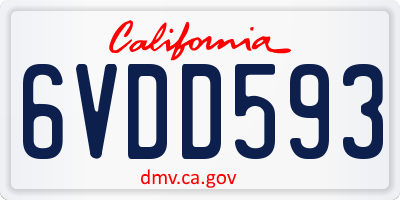 CA license plate 6VDD593