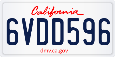 CA license plate 6VDD596