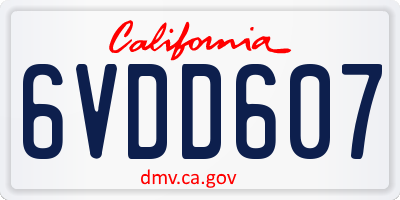 CA license plate 6VDD607