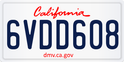 CA license plate 6VDD608